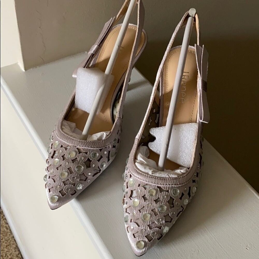 J Renee Odelette Size 7M Women’s Slingback Satin And Mesh Pumps NEW - Picture 6 of 11